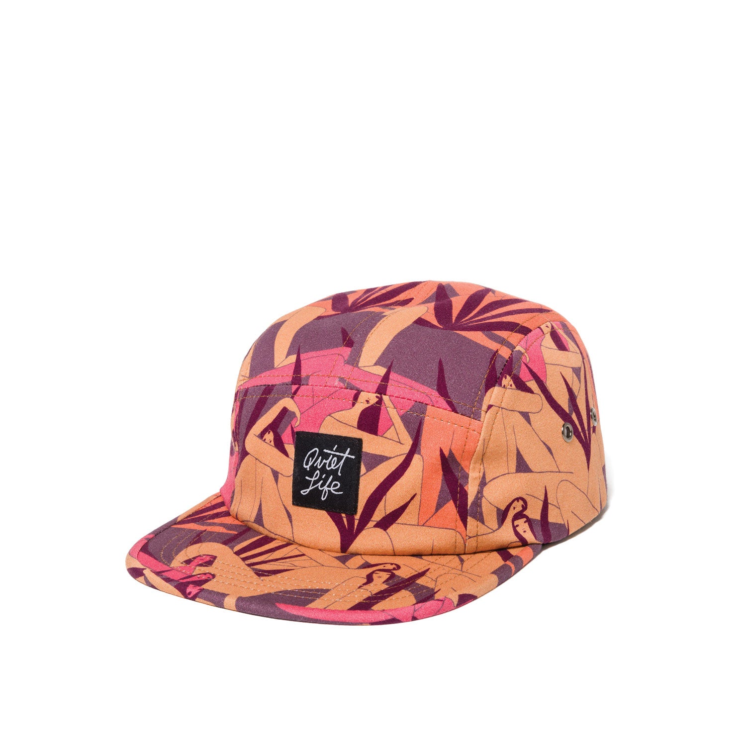 The Quiet Life Berger 5 panel camper hat, red — available at Norwood