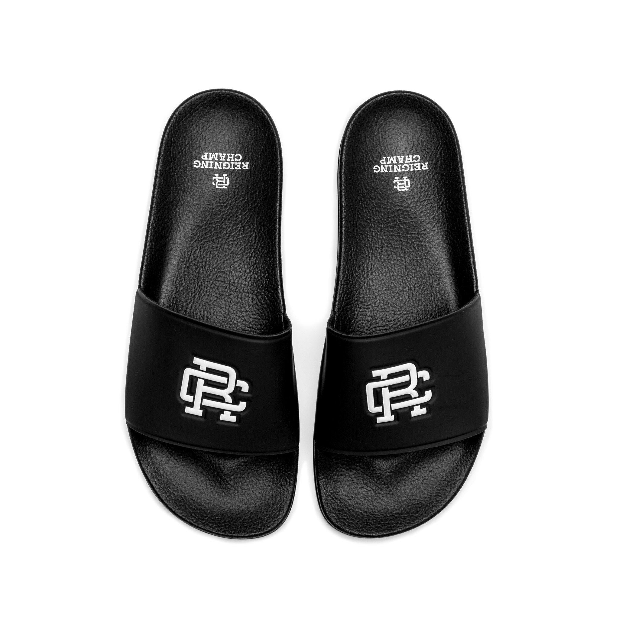 Reigning Champ Monogram Slides — available at Norwood