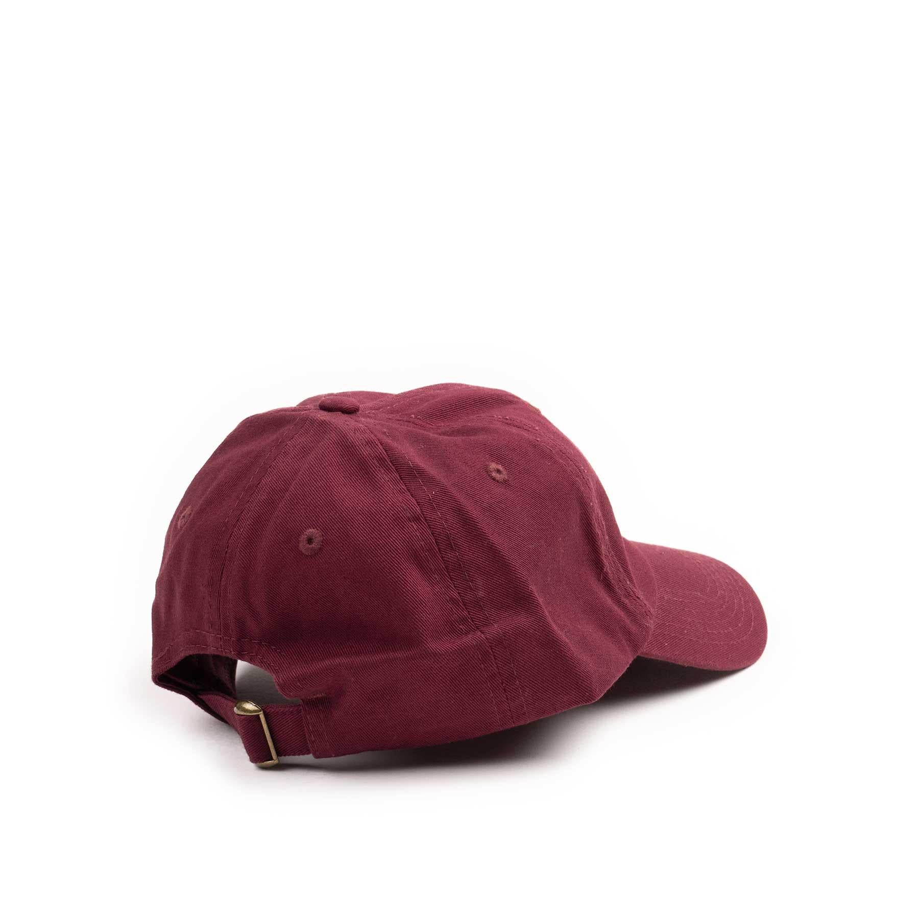Camp Wordmark dad hat, maroon — available at Norwood