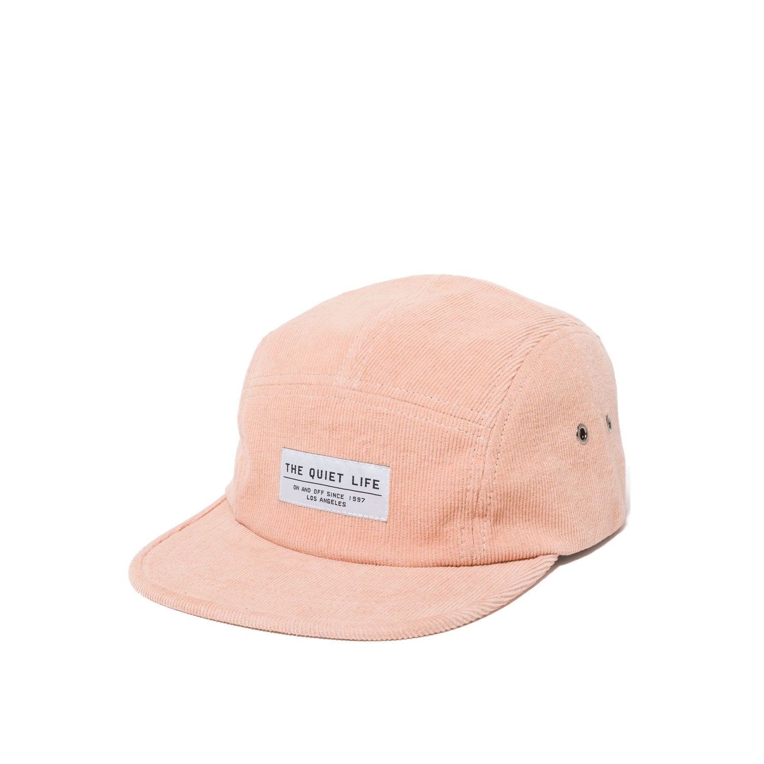 The Quiet Life Cord 5 panel camper hat, coral — available at Norwood