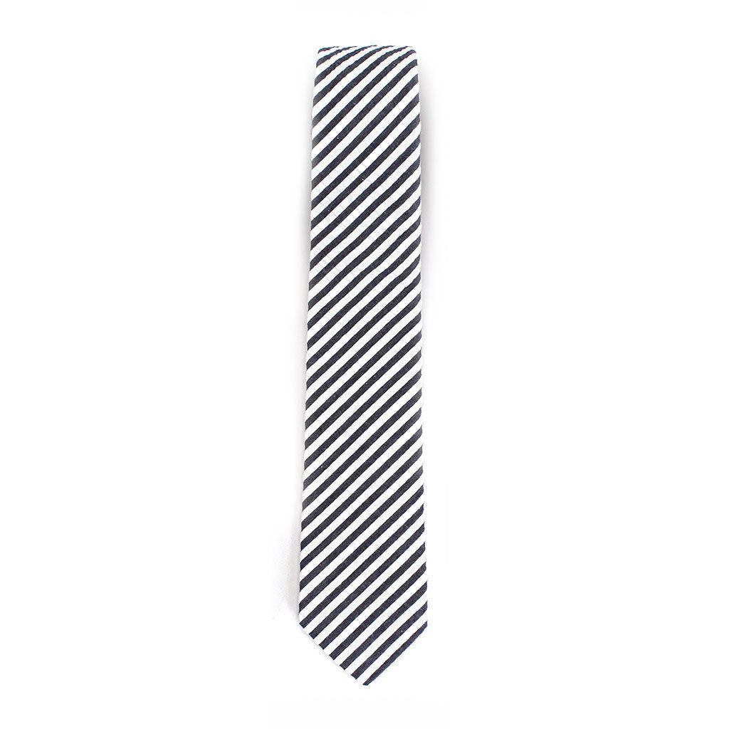 Cursor & Thread Deckhand Stripe Seersucker Necktie - navy