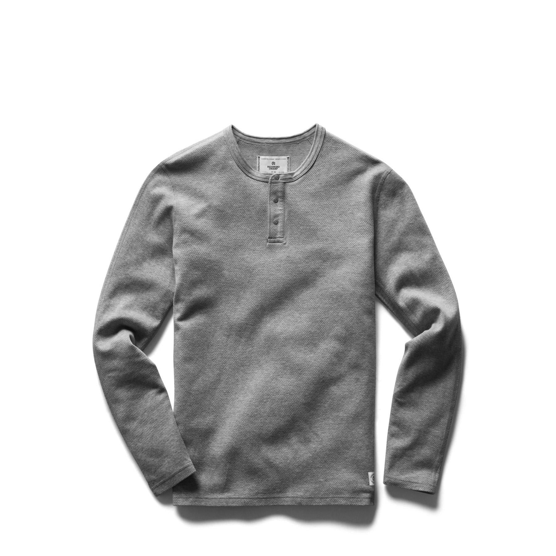 Reigning Champ Mesh Flatback L/S Henley — available at Norwood