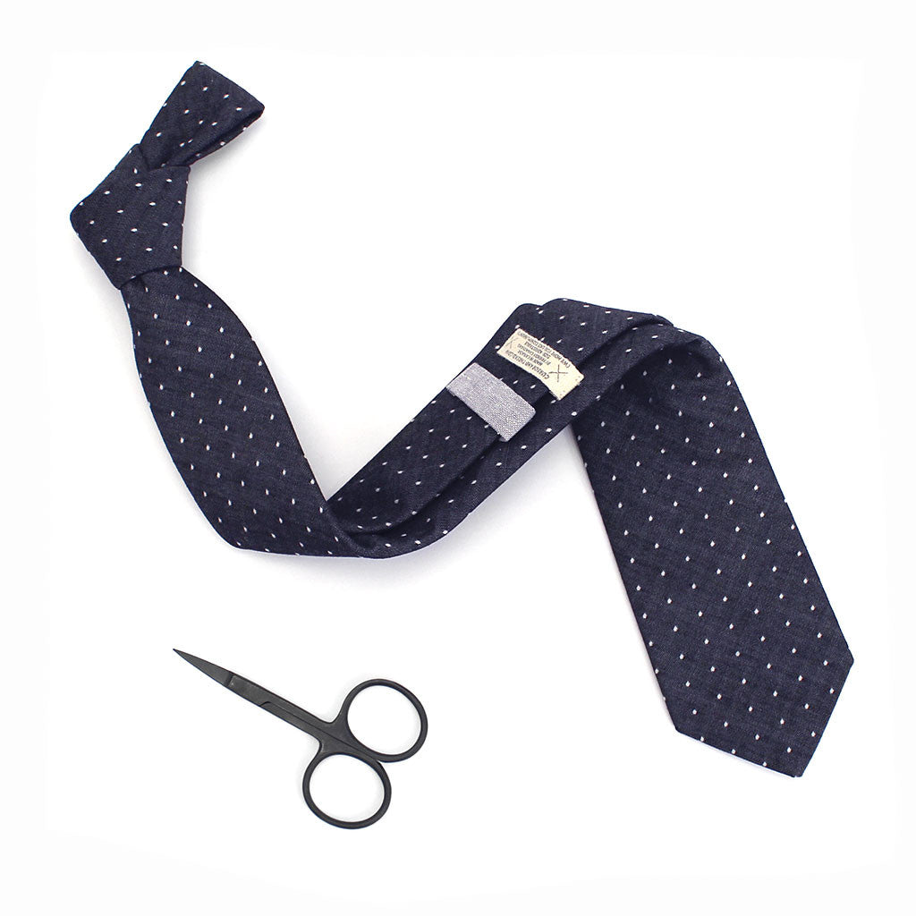 Cursor & Thread Henry Blue chambray neck tie — available at Norwood