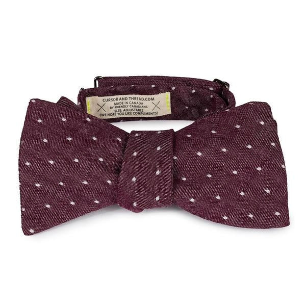 Cursor & Thread Henry bow tie - burgundy dot chambray — available at Norwood