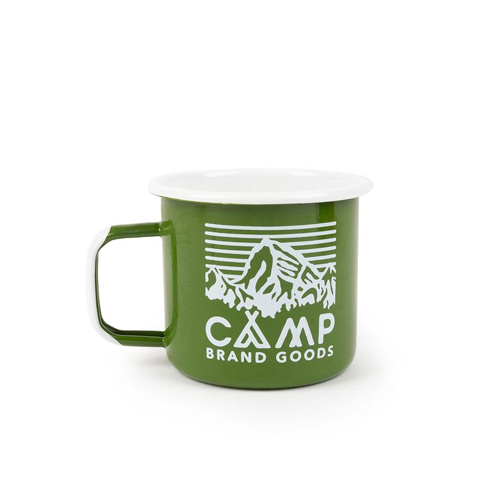 Camp Brand Goods Heritage Logo Enamel Mug 16oz Green Norwood