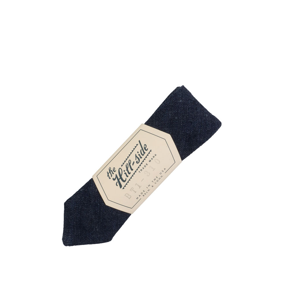 The Hill-side Selvedge Lightweight Weft-Slub Denim Bow Tie, Indigo — available at Norwood