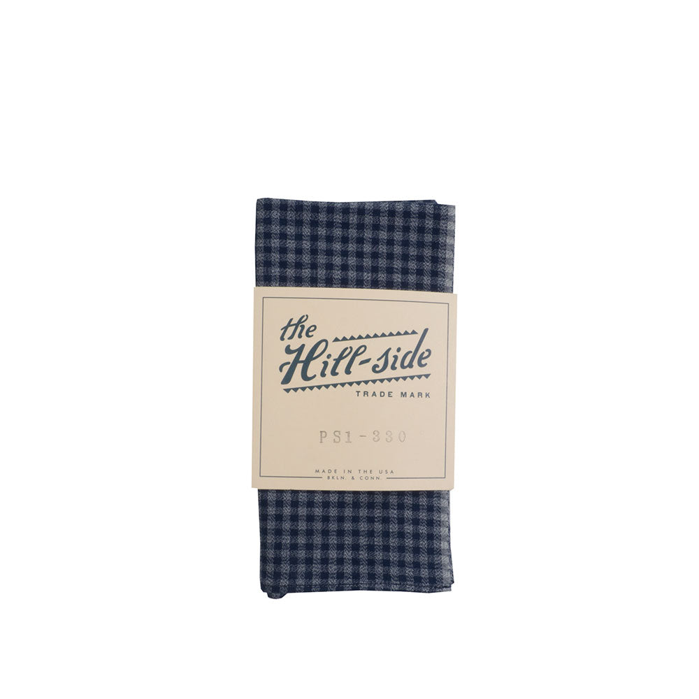The Hill-side Selvedge Covert Gingham Chambray Pocket Square, Indigo/Indigo — available at Norwood
