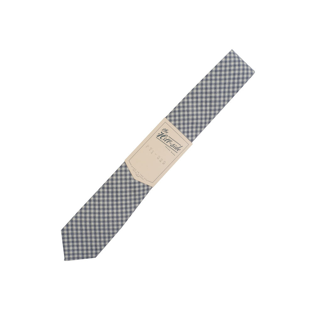 The Hill-side Selvedge Covert Gingham Chambray Standard Pointed Tie, Indigo/White — available at Norwood