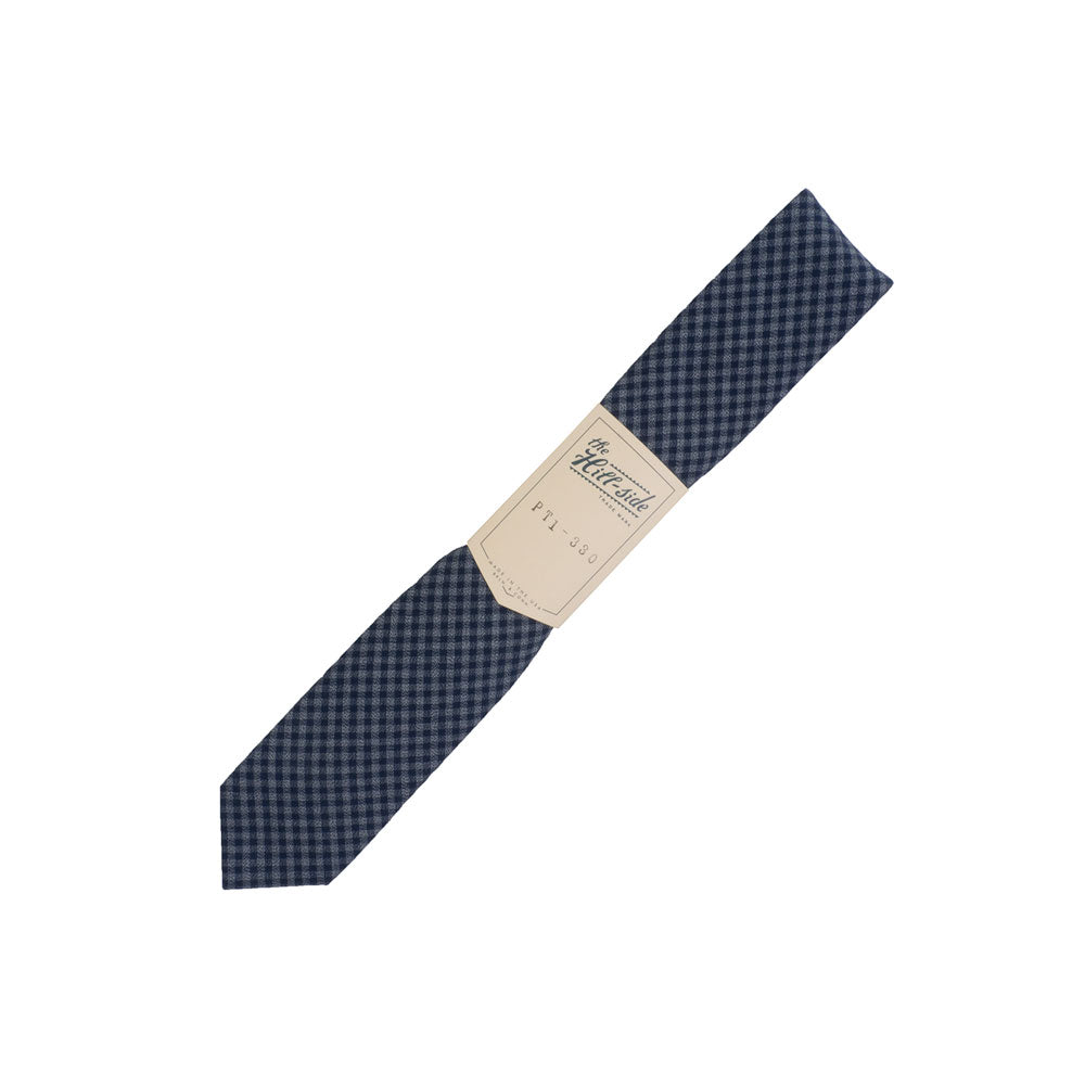 The Hill-side Selvedge Covert Gingham Chambray Standard Pointed Tie, Indigo/Indigo — available at Norwood