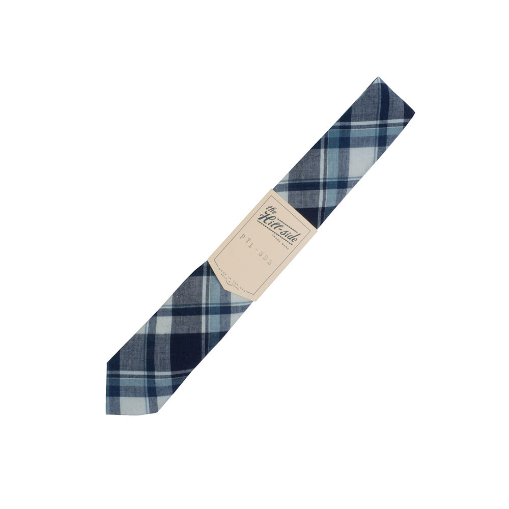 The Hill-side Selvedge Indigo Madras Large Check, Natural Base — available at Norwood