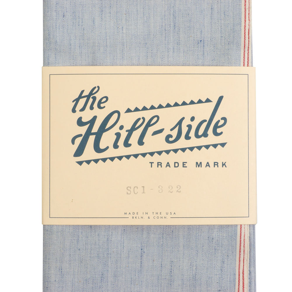 The Hill-side Selvedge Chambray Scarf, Variegated Pale Indigo Warp — available at Norwood