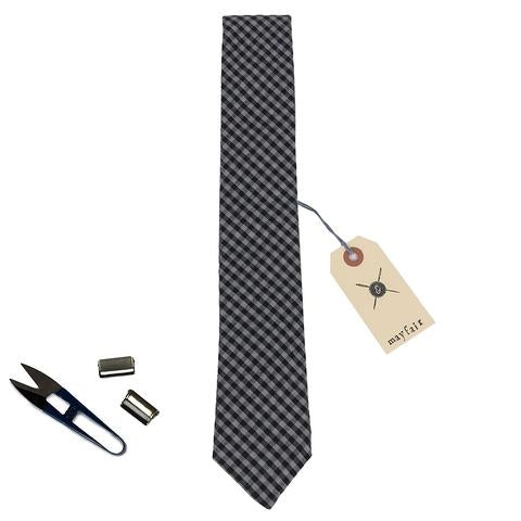 Cursor & Thread Mayfair neck tie - black/grey check — available at Norwood