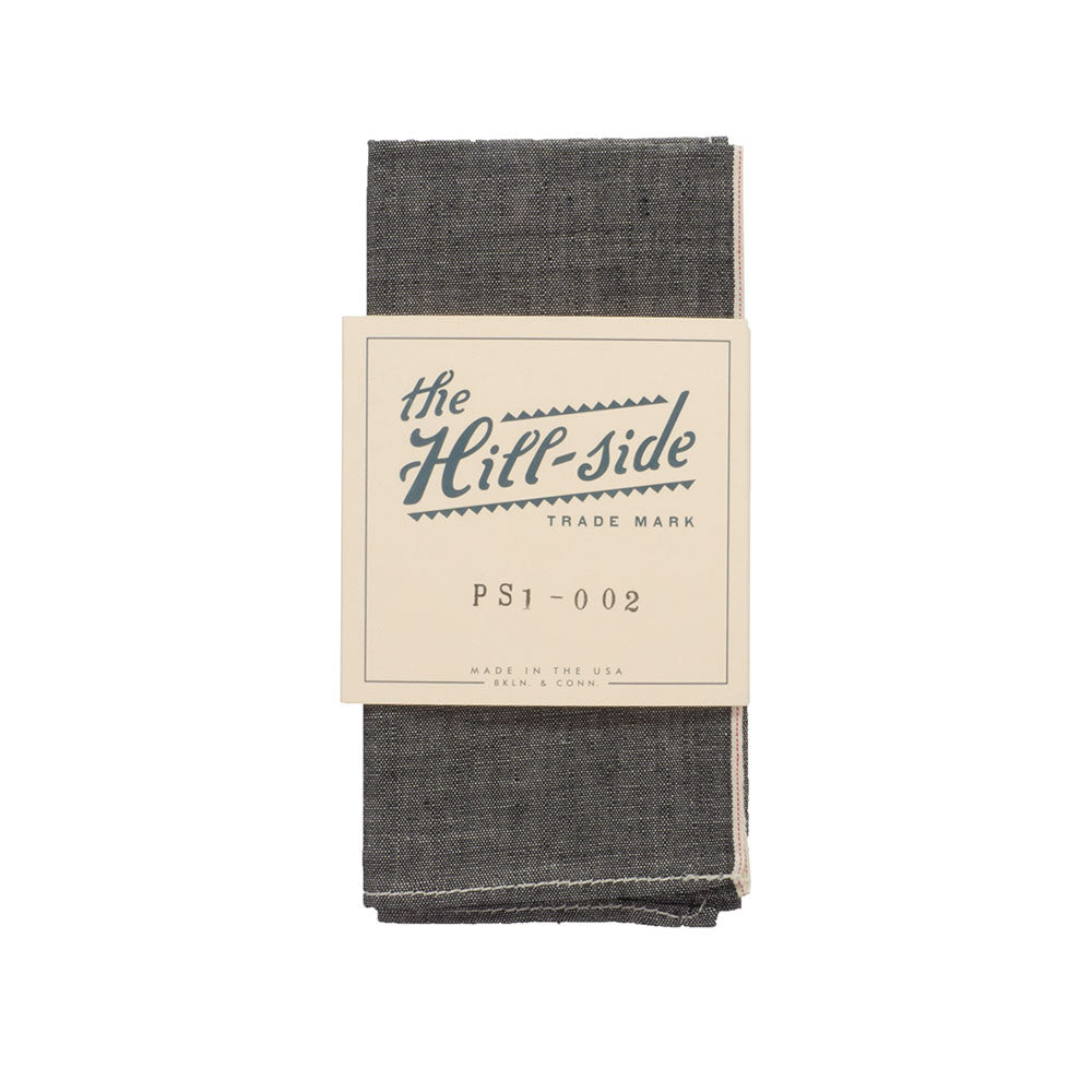 The Hill-side Selvedge Chambray Pocket Square, Black — available at Norwood