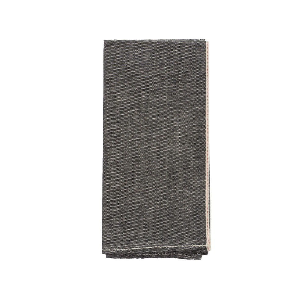 The Hill-side Selvedge Chambray Pocket Square, Black — available at Norwood