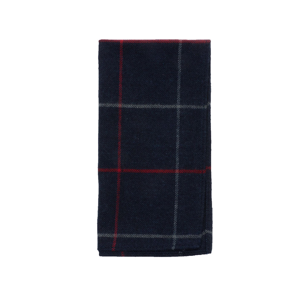 The Hill-side Brushed Indigo Flannel Pocket Square, Narrow Check — available at Norwood