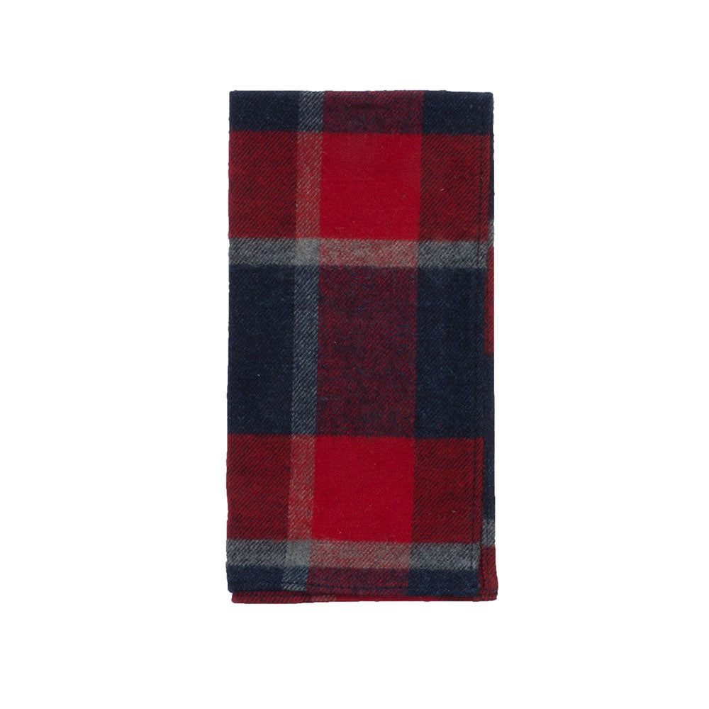 The Hill-side Brushed Indigo Flannel Pocket Square, Wide Check — available at Norwood