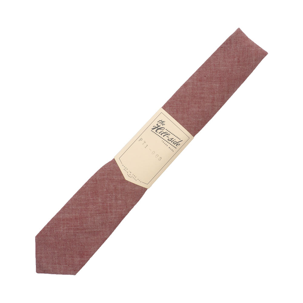 The Hill-side Selvage Chambray Pointed necktie, red — available at Norwood