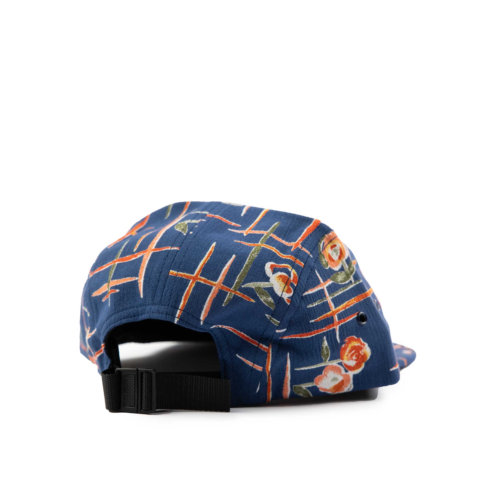 Quiet Life Deco 5 panel hat, blue/orange — available at Norwood
