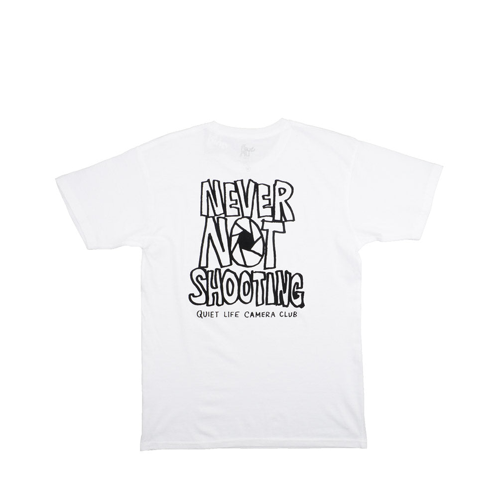 Quiet Life Never Not Shooting premium tee — available at Norwood