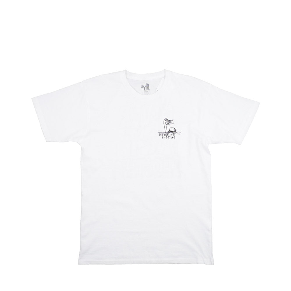 Quiet Life Never Not Shooting premium tee — available at Norwood