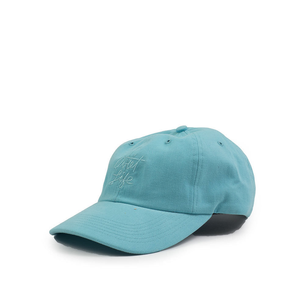 Quiet Life Cursive Polo hat, Ocean — available at Norwood