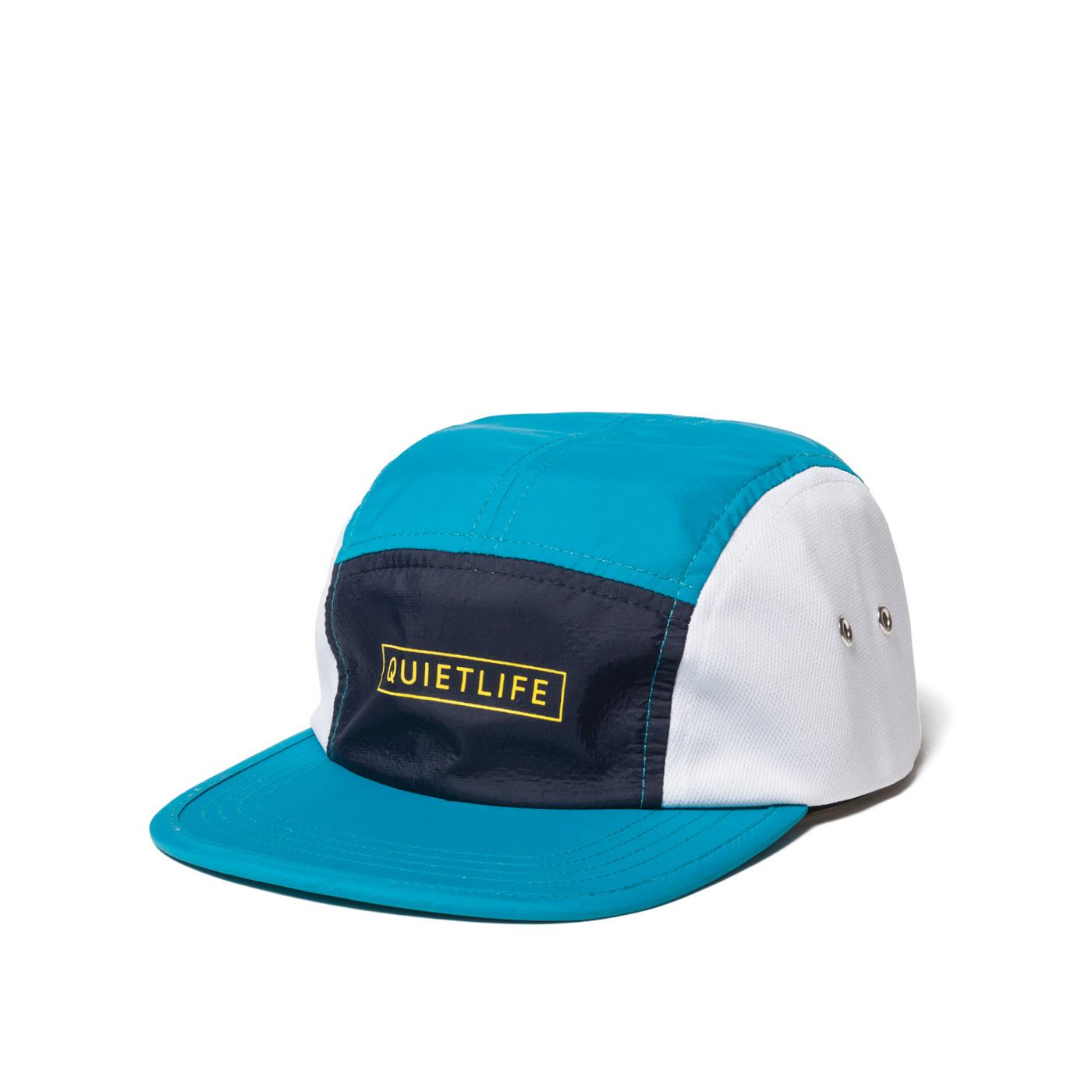 The Quiet Life Ranier 5 Panel Camper Hat- Aqua/Navy/White — available at Norwood