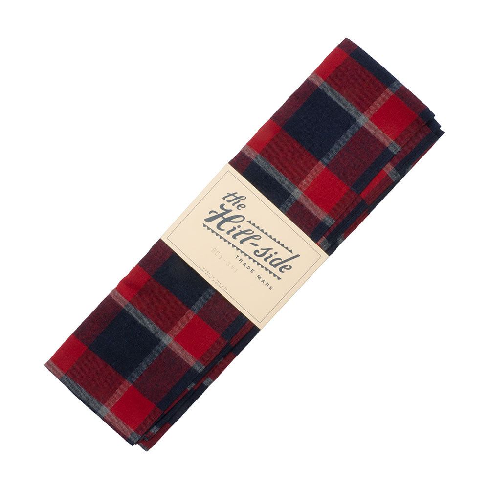 The Hill-side Brushed Indigo Flannel Scarf, Wide Check — available at Norwood