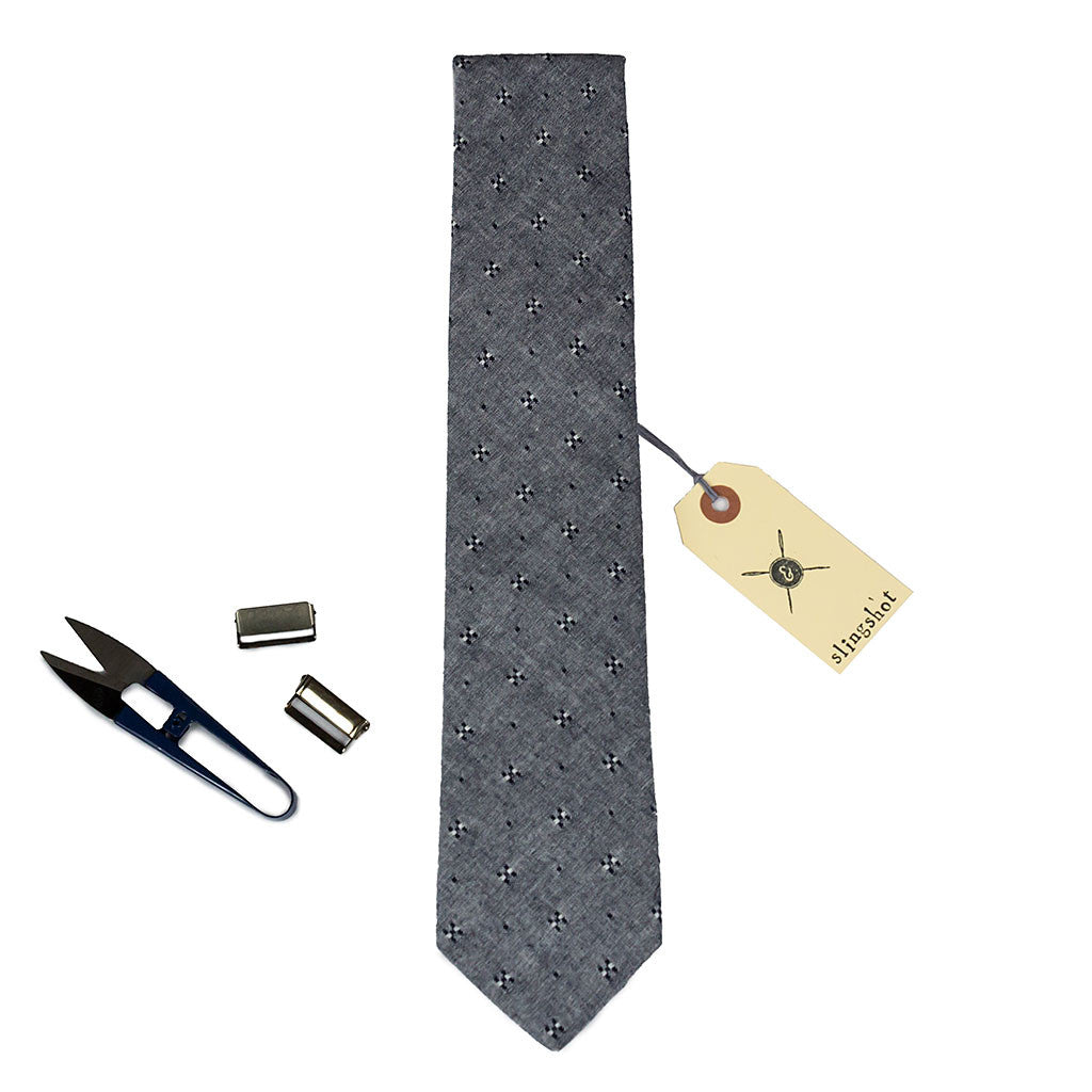 Cursor & Thread Slingshot woven chambray neck tie — available at Norwood