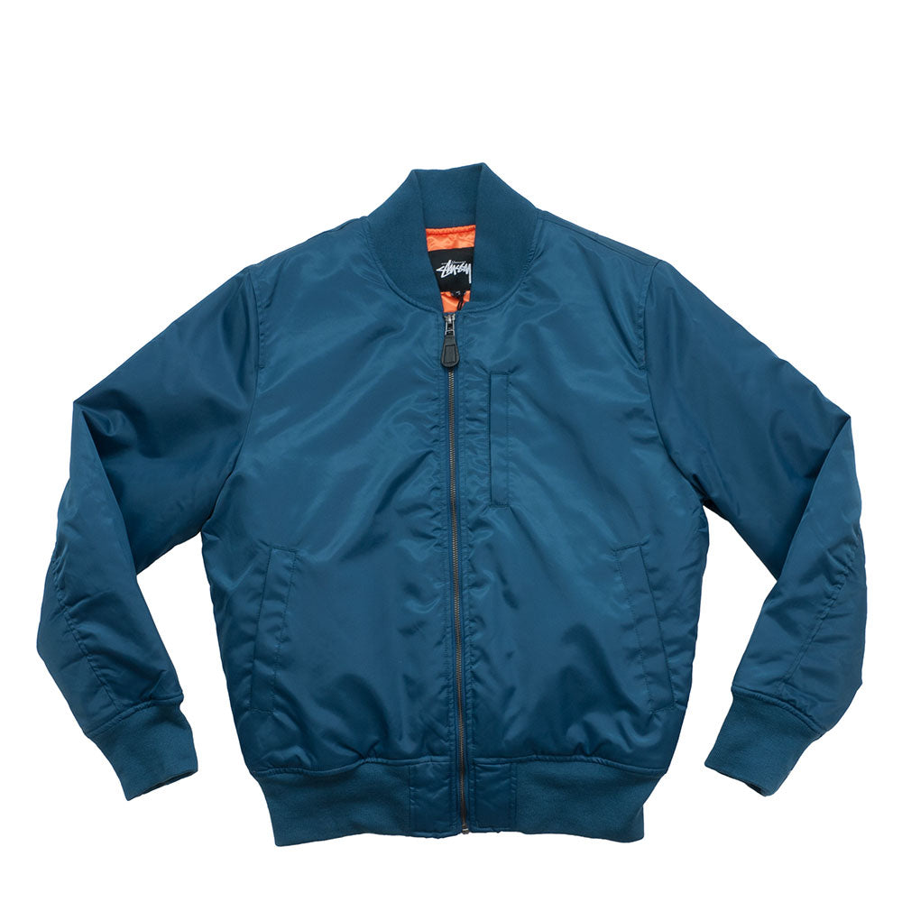 Stussy Flight satin bomber jacket — available at Norwood