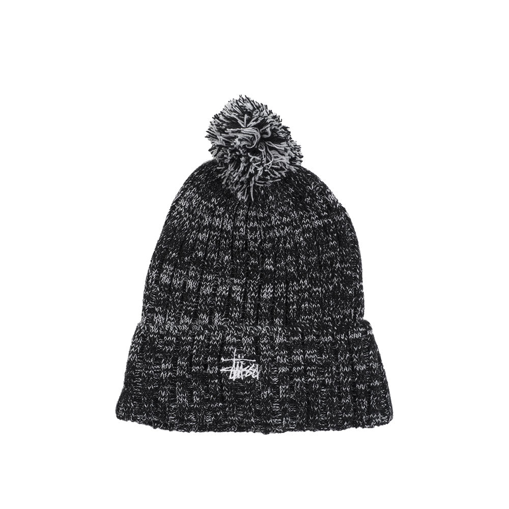Stussy Marled Yarn Pom Beanie, Black/White — available at Norwood