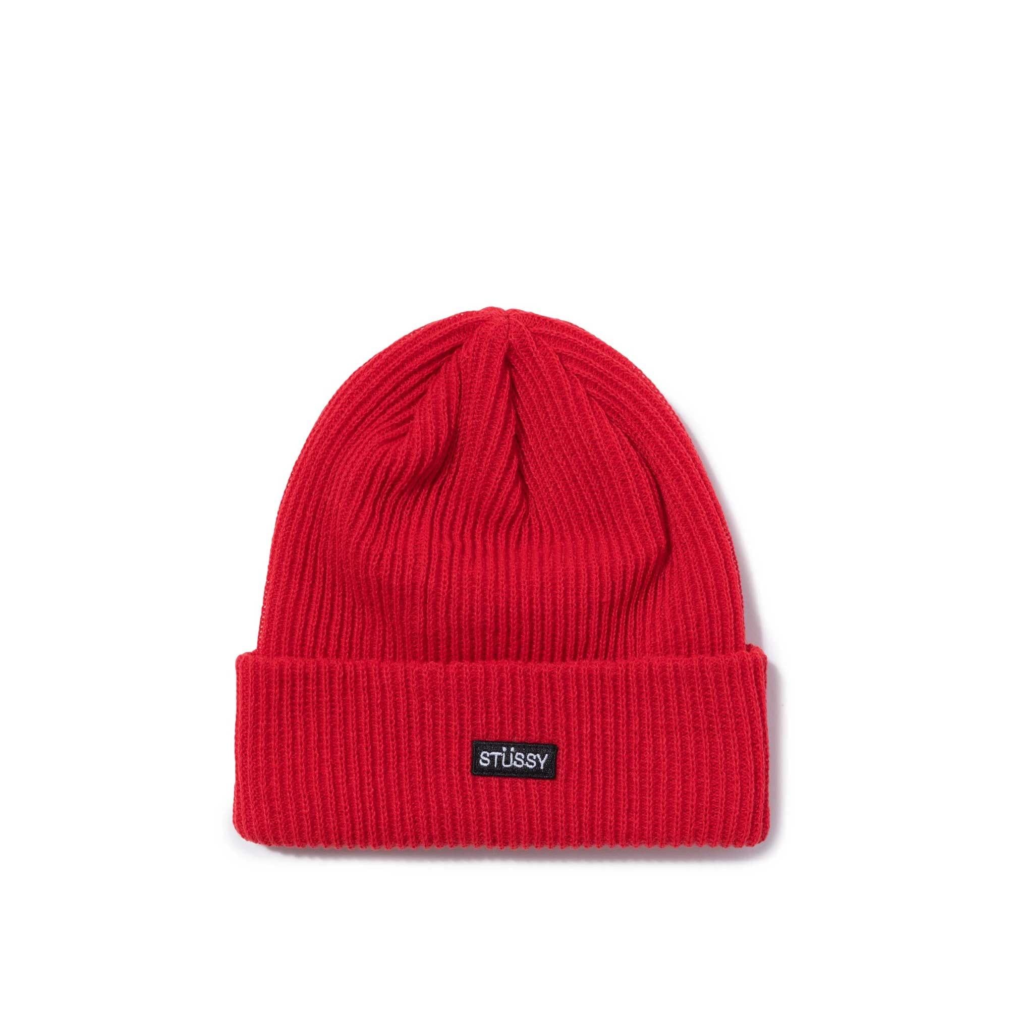 Stussy Small Patch Watchcap Beanie, Red — available at Norwood