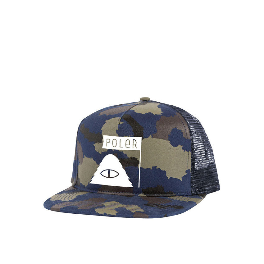 Poler Mesh Trucker Summit Hat, Blue Steel Camo — available at Norwood