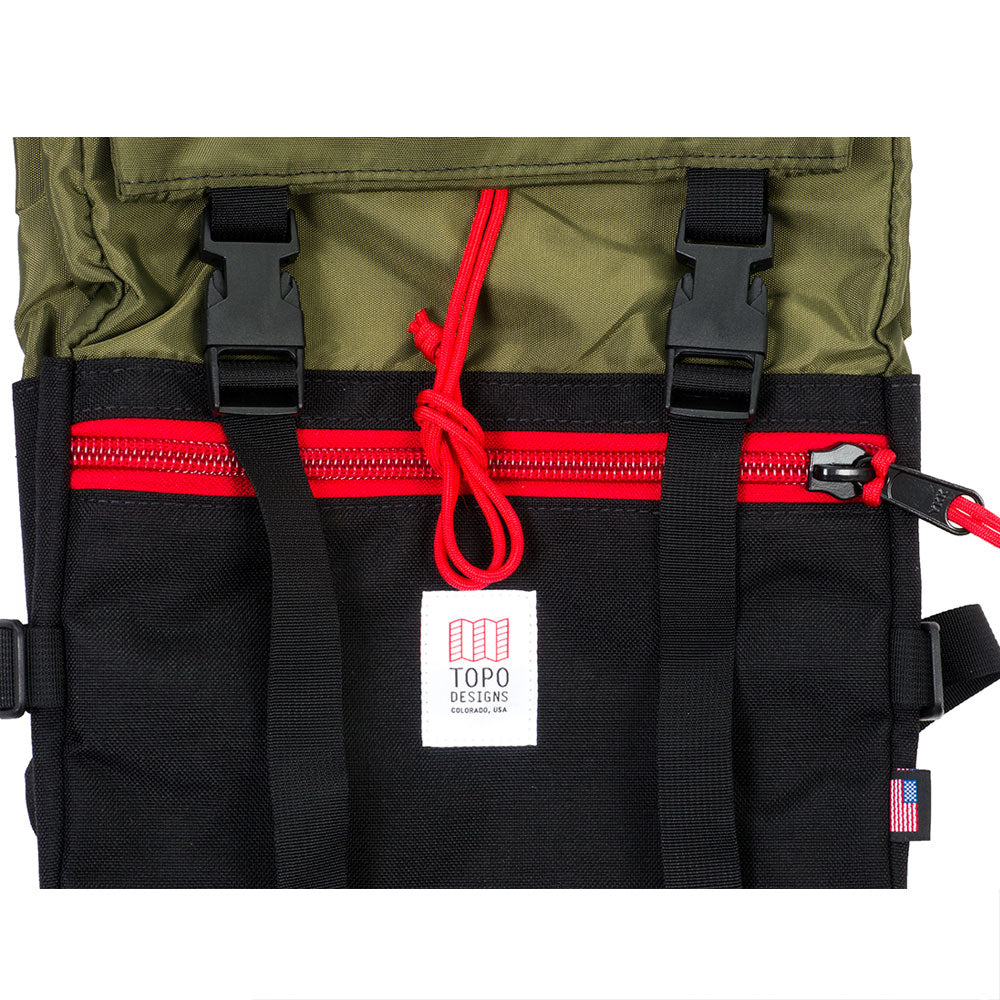 Topo Designs Rover Pack, Black/Olive — available at Norwood