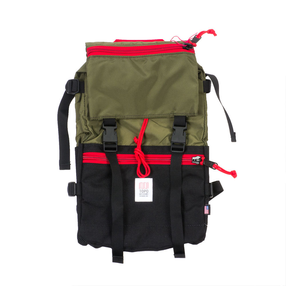 Topo Designs Rover Pack, Black/Olive — available at Norwood