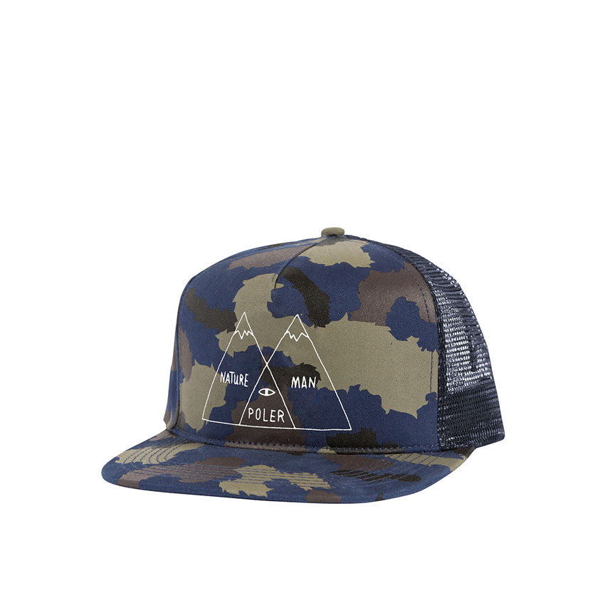 Poler Mesh Trucker Venn Hat, Blue Steel Camo — available at Norwood