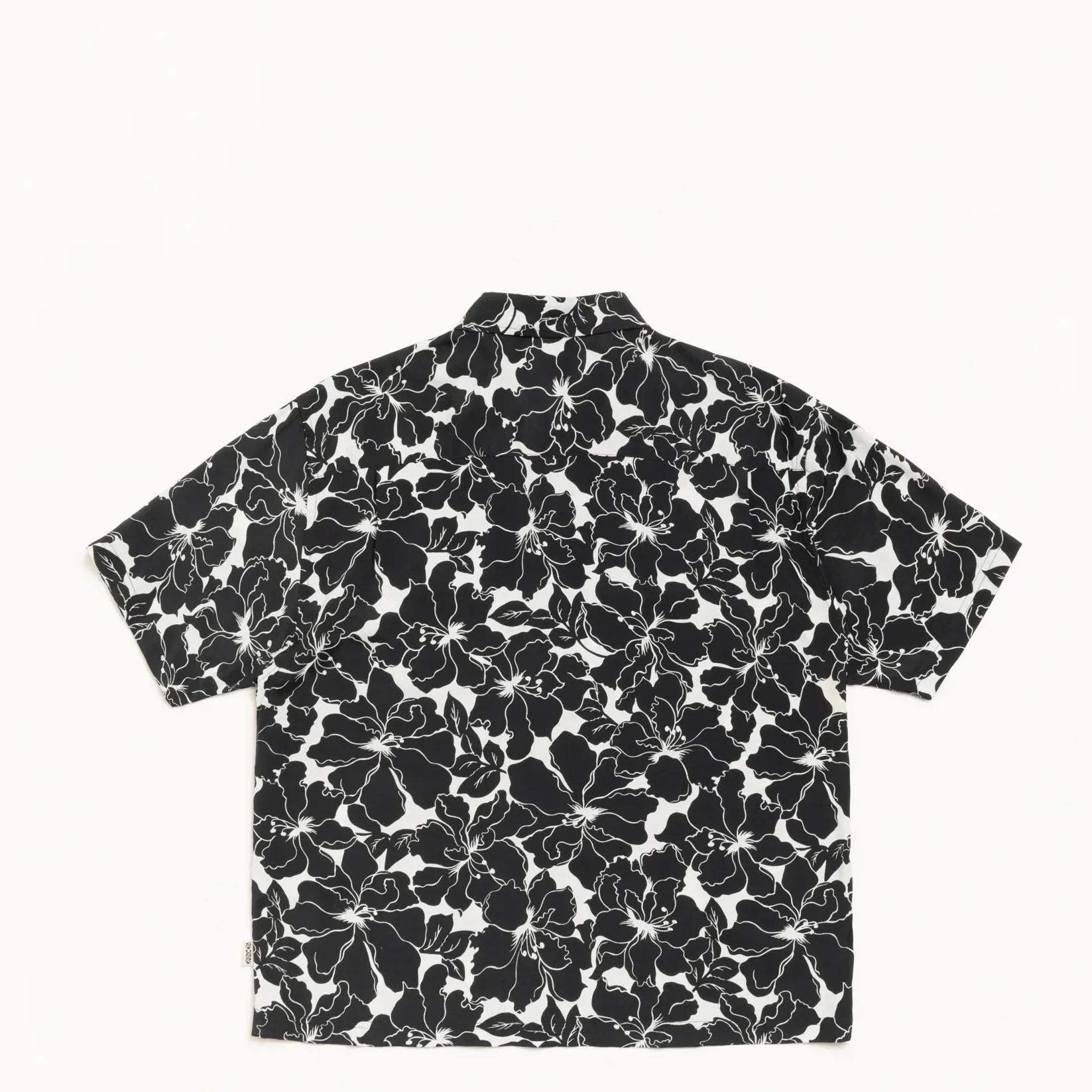 Stussy Floral Hawaiian Shirt, black — available at Norwood