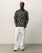 Stussy Floral Hawaiian Shirt, black — available at Norwood
