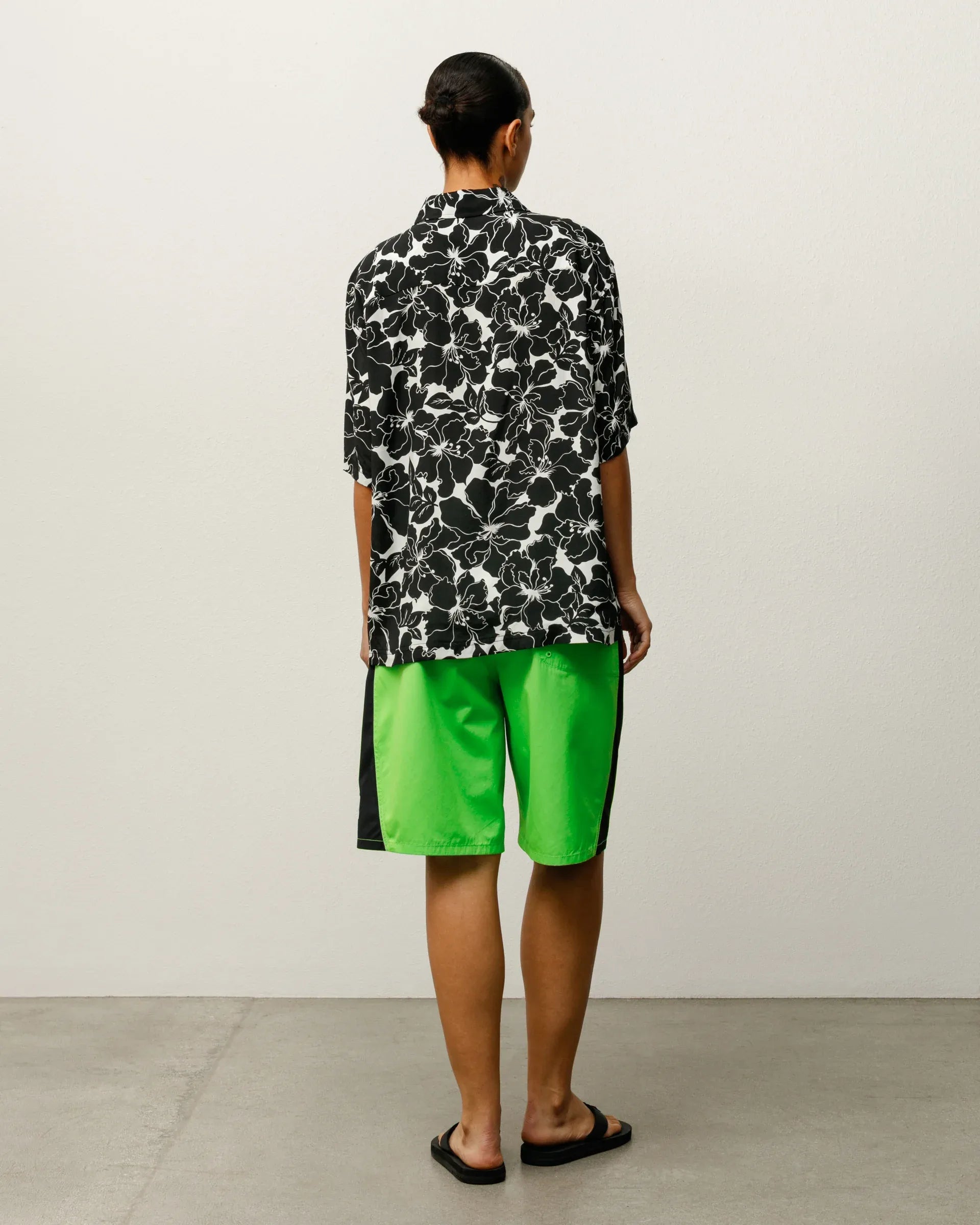 Stussy Floral Hawaiian Shirt, black — available at Norwood