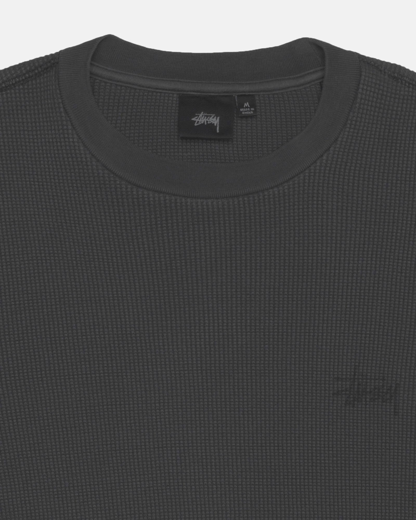 Stussy Basic Stock Long Sleeved Thermal, washed black — available at Norwood