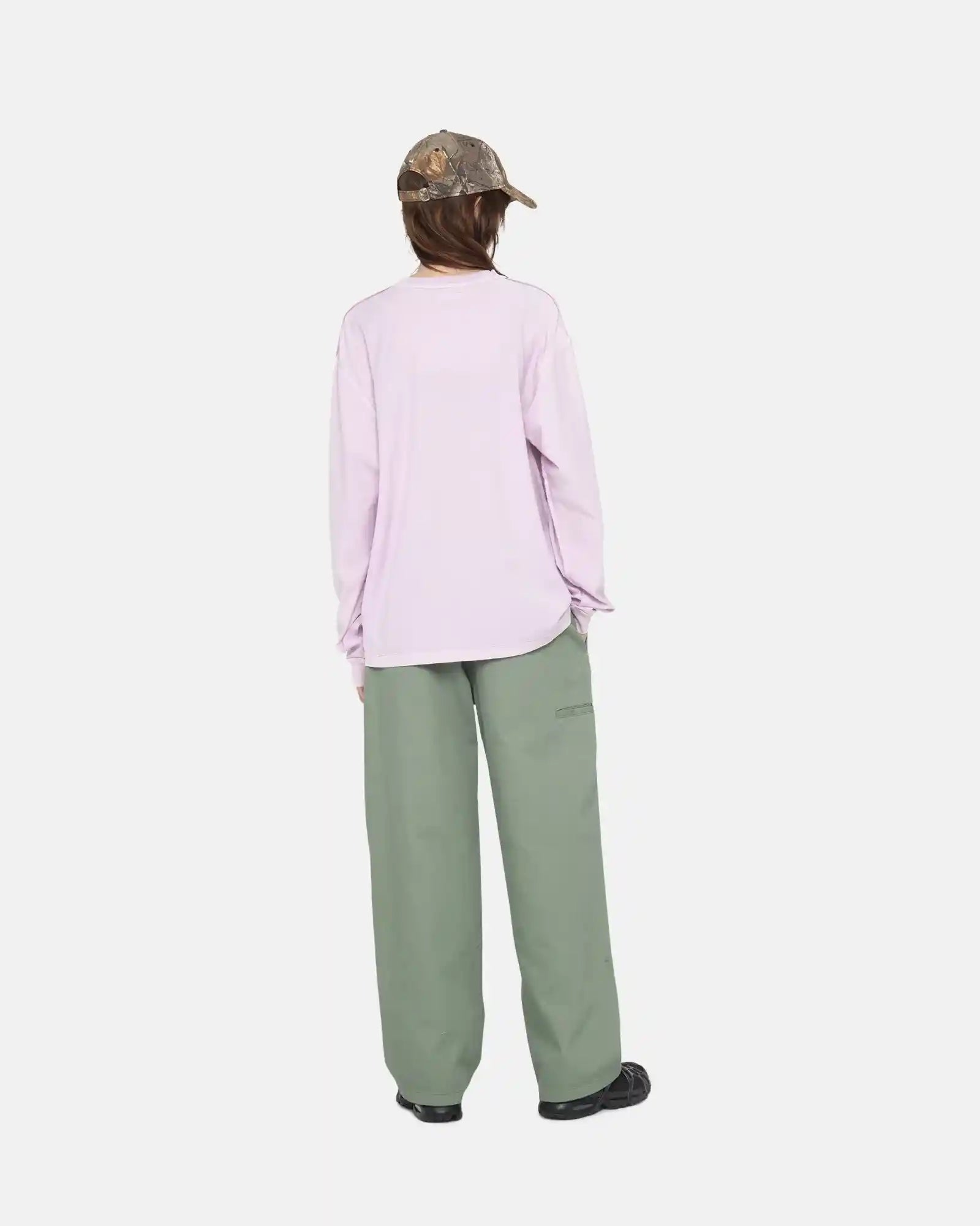 Stussy Lazy Long Sleeved Tee, lilac — available at Norwood