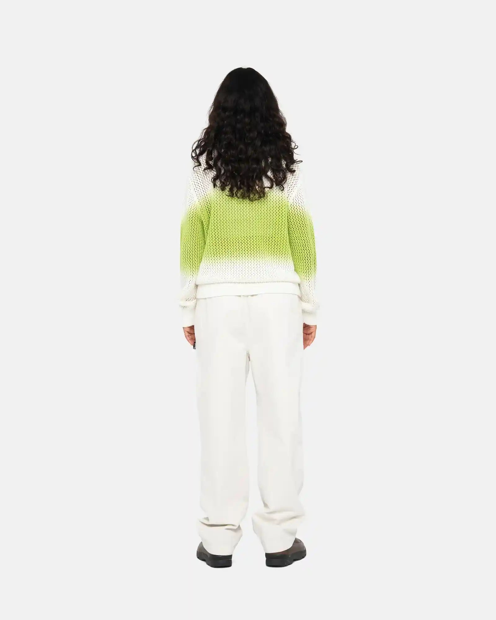 Stussy Pigment Dyed Loose Gauge Sweater, bright green — available at Norwood