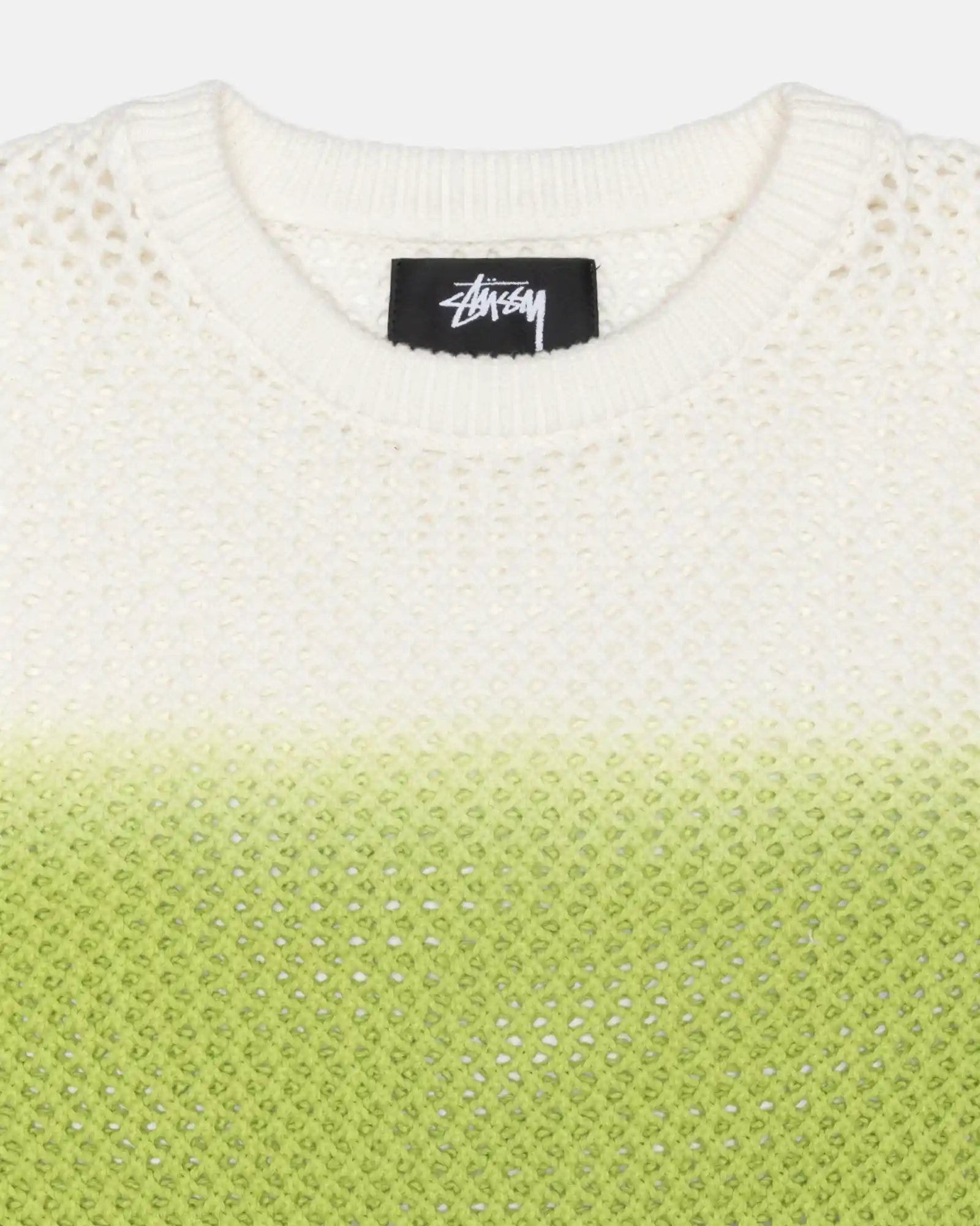 Stussy Pigment Dyed Loose Gauge Sweater, bright green — available at Norwood