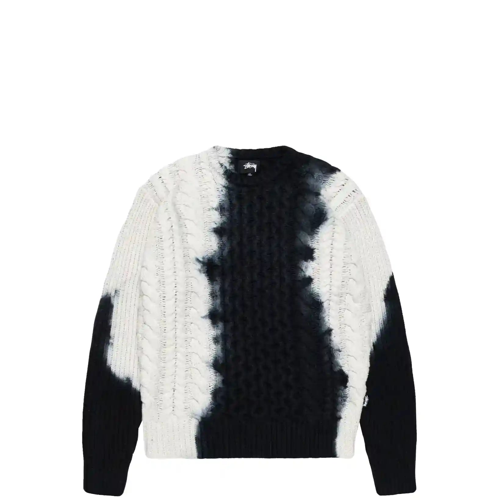 Stussy Tie Dye Fisherman Sweater, black, black, 117188-blac Black / M