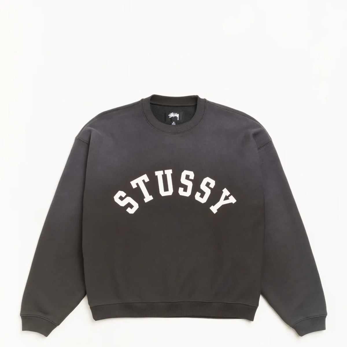 Stussy Sun Faded Oversized Crew, black — available at Norwood