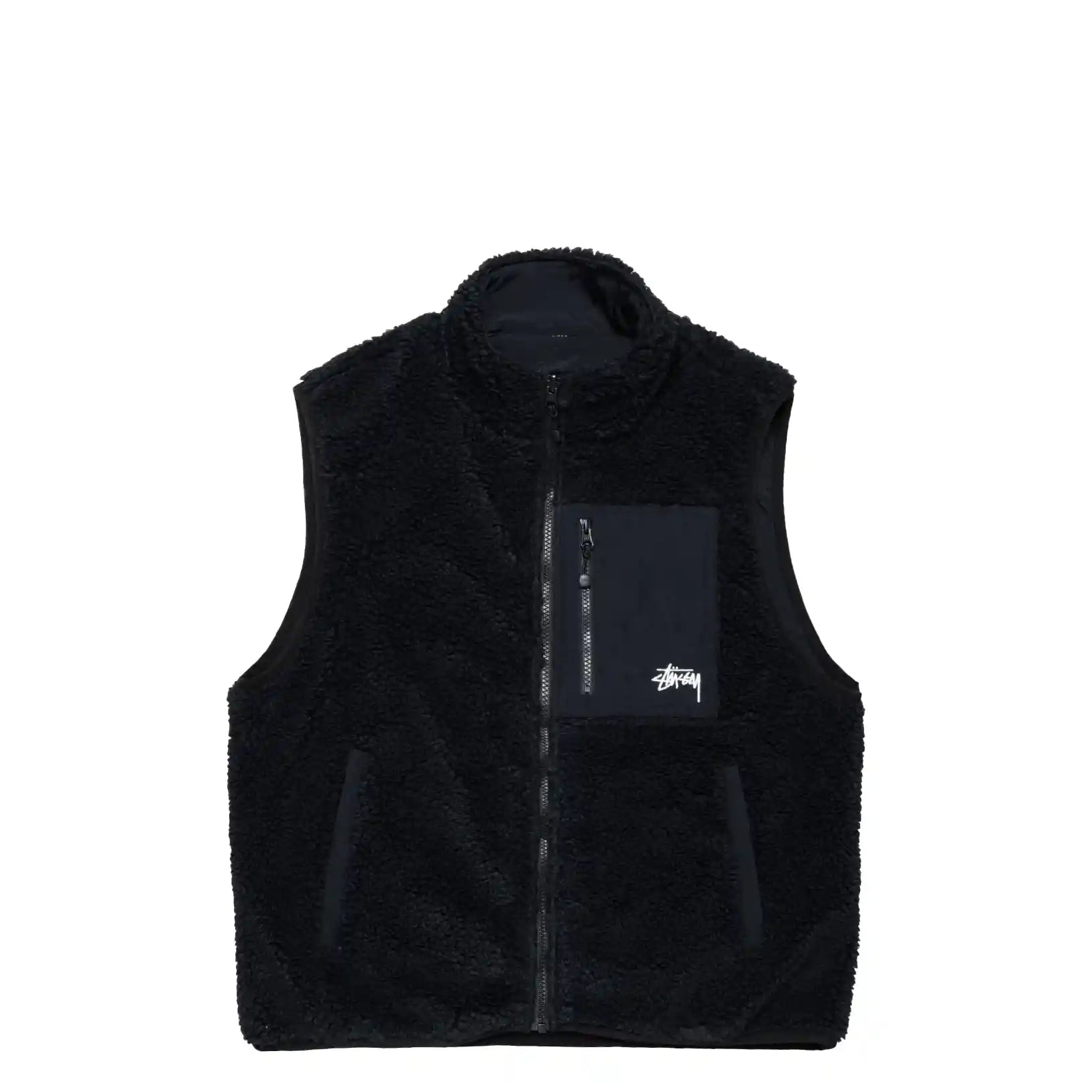 Stussy Sherpa Reversible Vest, black