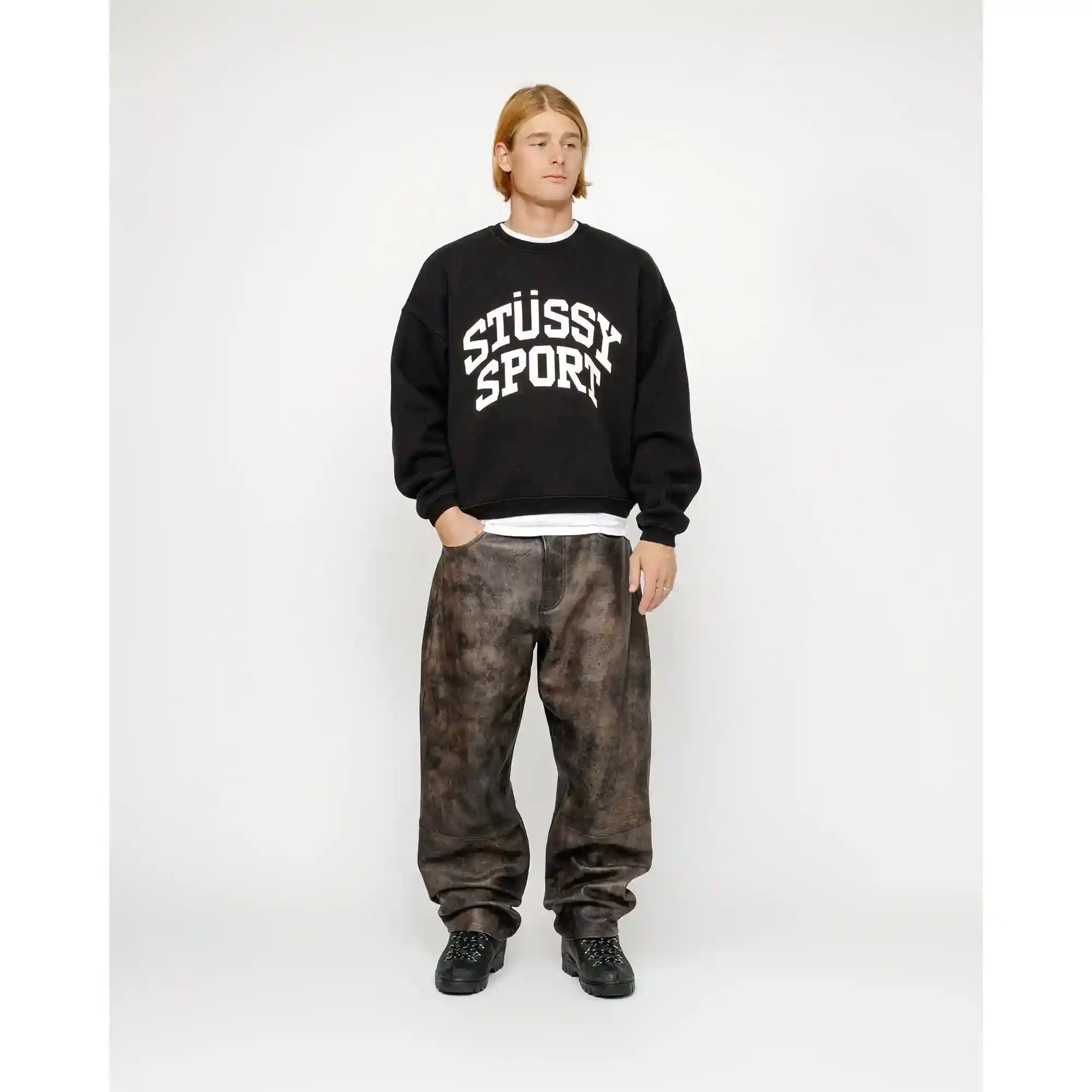 Stussy Big Crackle Sport Crew, washed black – Norwood Stussy Big Crackle Sport Crew, washed black – Norwood