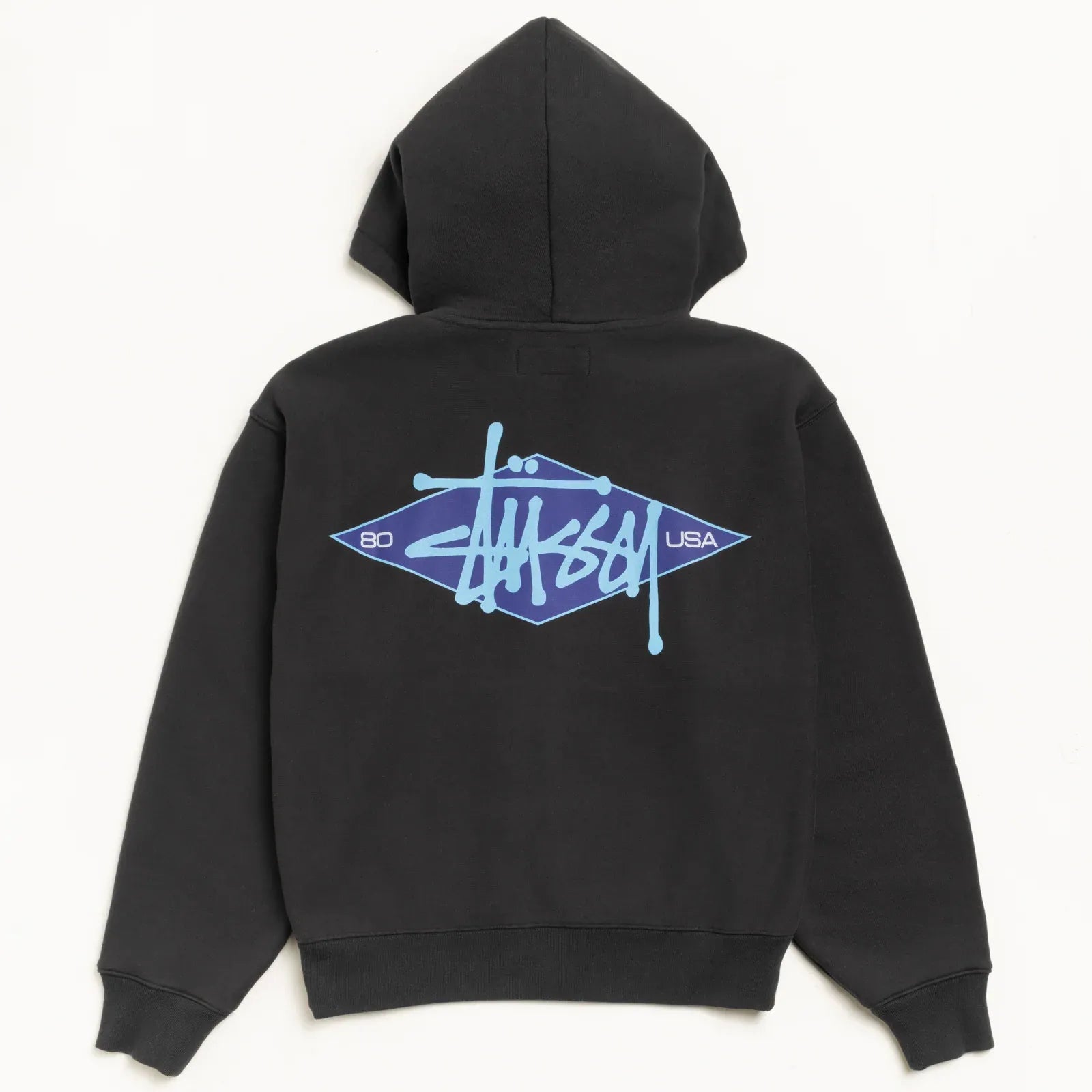 Stussy Basic Diamond Zip Hood, black — available at Norwood