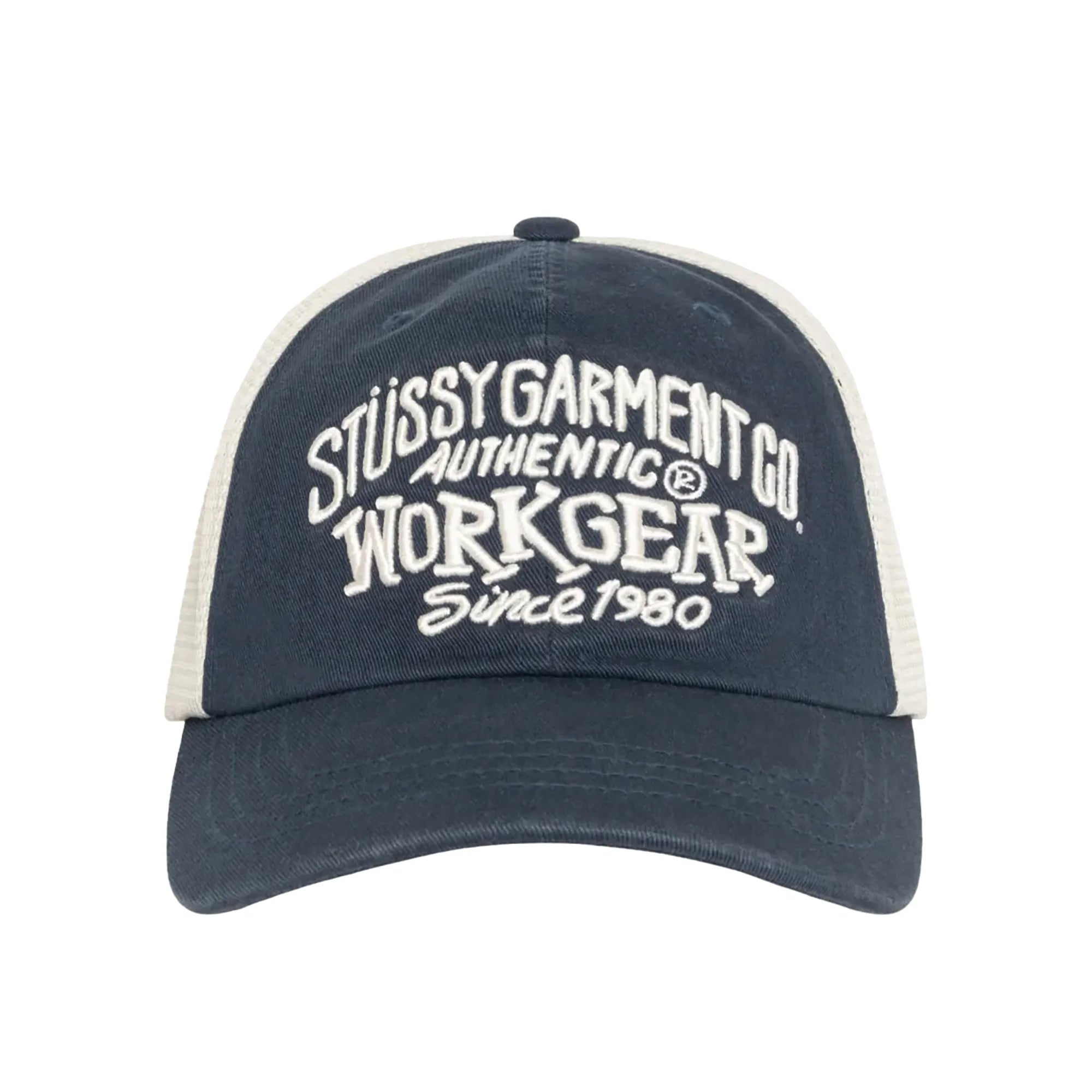 Stussy Low Profile Workgear Strapback Cap, navy — available at Norwood