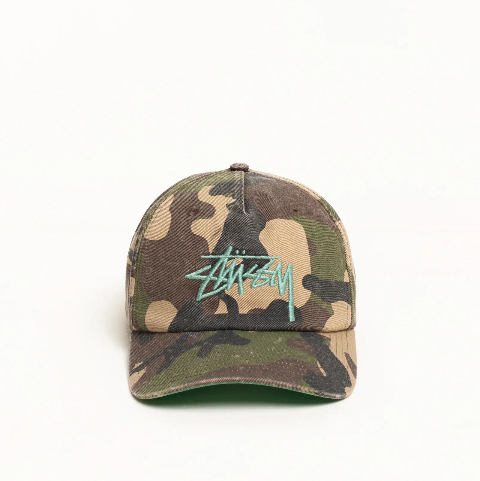 Stussy Big Stock Mid Depth Cap, woodland camo — available at Norwood