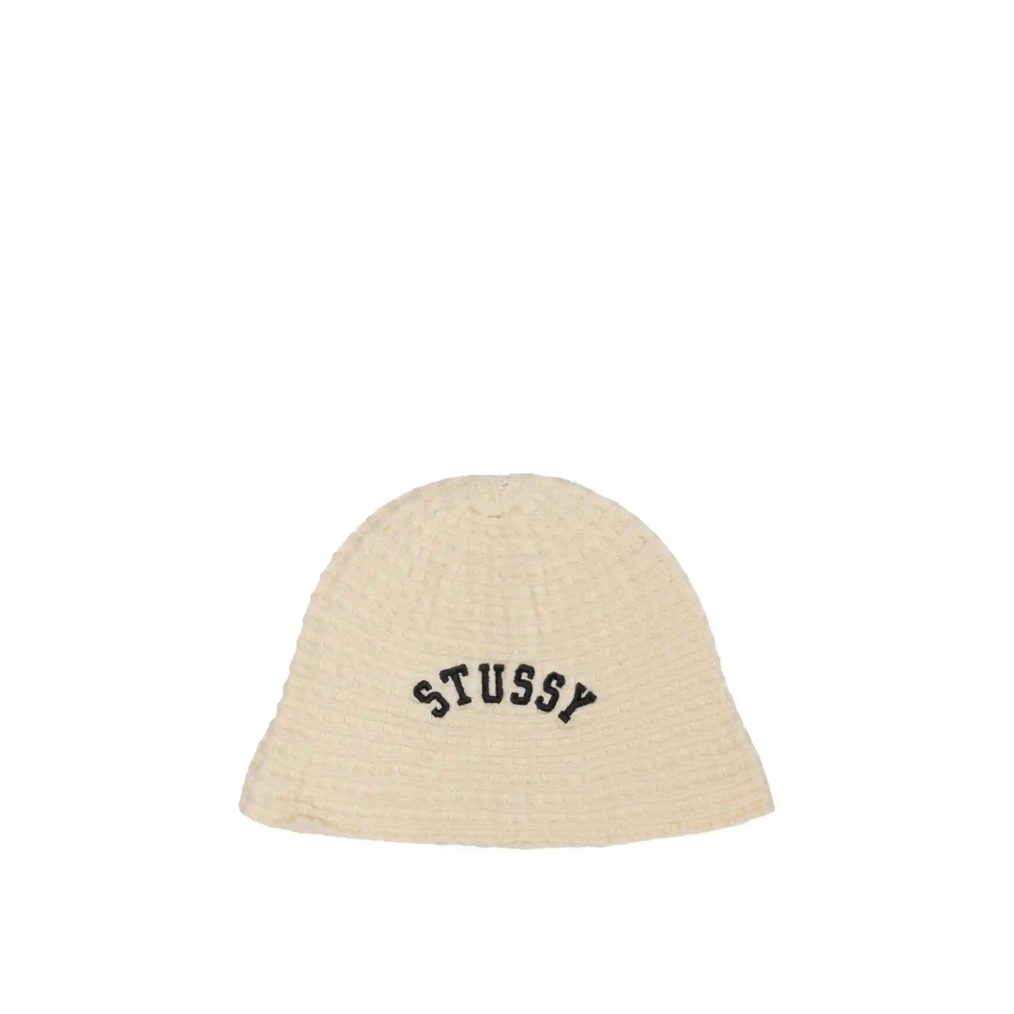 Stussy Waffle Knit Bucket Hat, bone